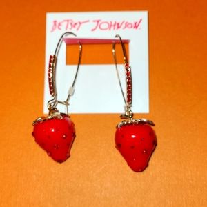 NWT Betsey Johnson strawberry earrings
